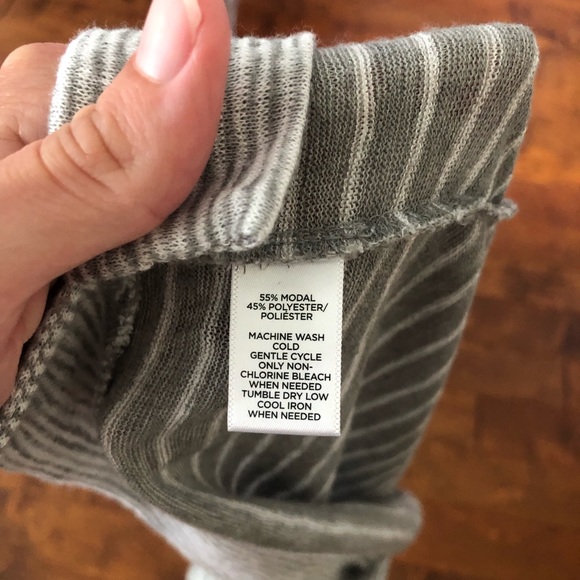 LOFT gray and white striped sweater. Size Medium. - Picture 3 of 3